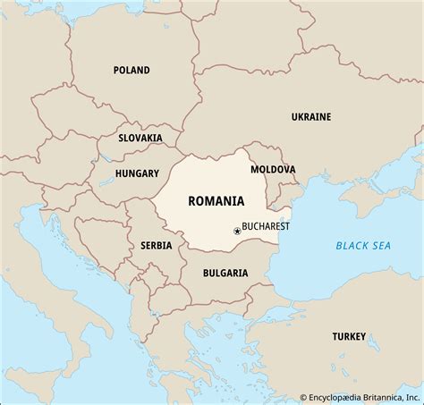 romania location on map